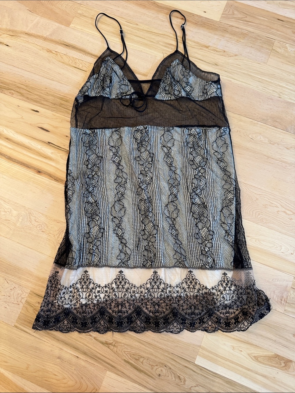 Elise Aucouturier-Black Lace Mini Dress-Camisole Tank Made In France-Y2K